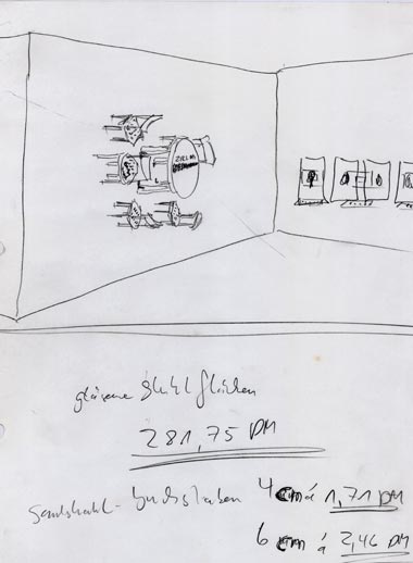Kryptische Konzepte / Carl Peter: Die Tischgänger, Installationsentwurf